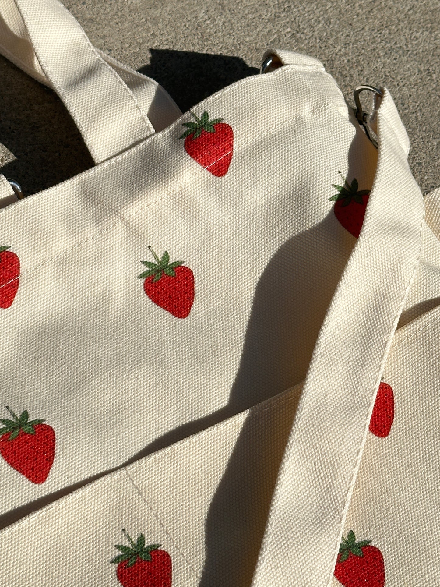 Japanese Cute Canvas Strawberry Tote Bag White Strawberry