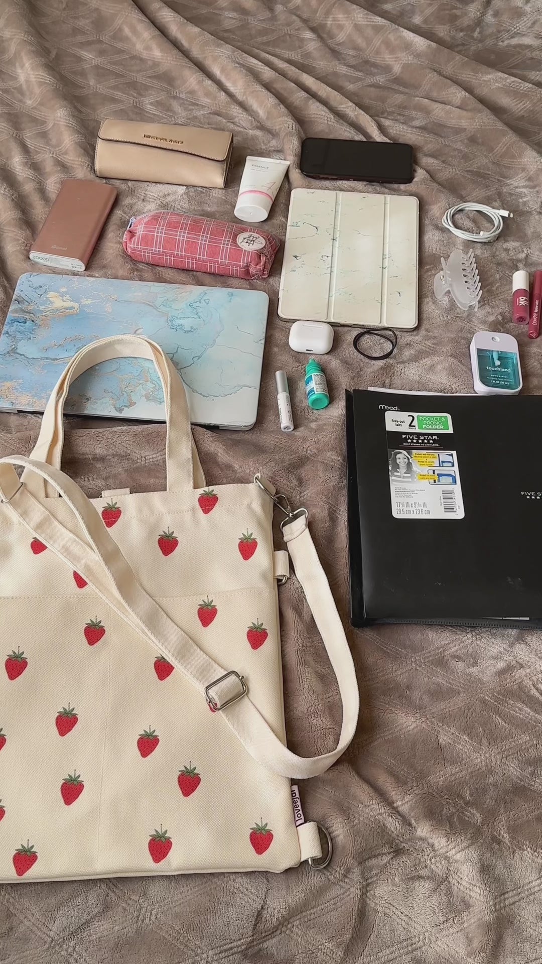YOUI-GIFTS Handbags Set Clear PVC Shoulder Bag + Leather Bag strawberry  Printed Summer Tote Bag for Women 